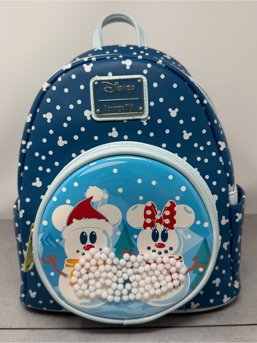 Loungefly Blue Disney Minnie & Mickey Snow Globe Mini Backpack